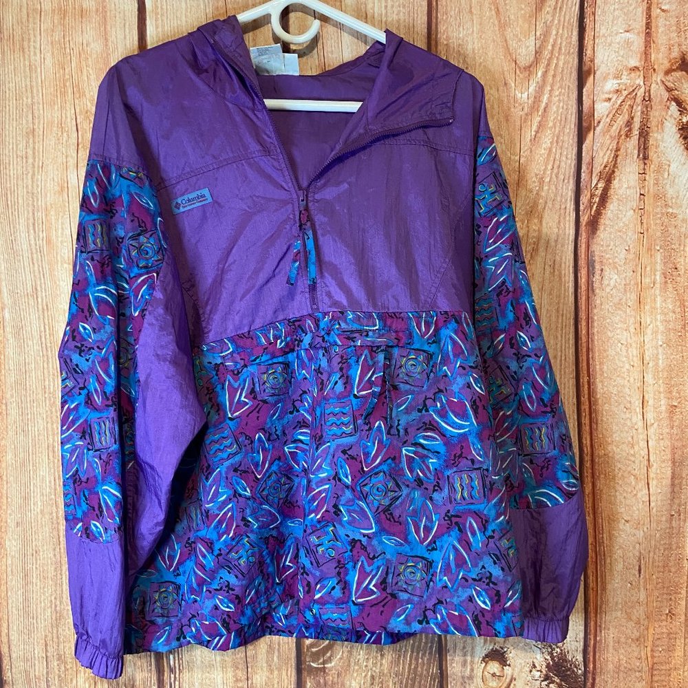 wow vintage COLUMBIA HALF ZIP PULL OVER JACKET SZ L